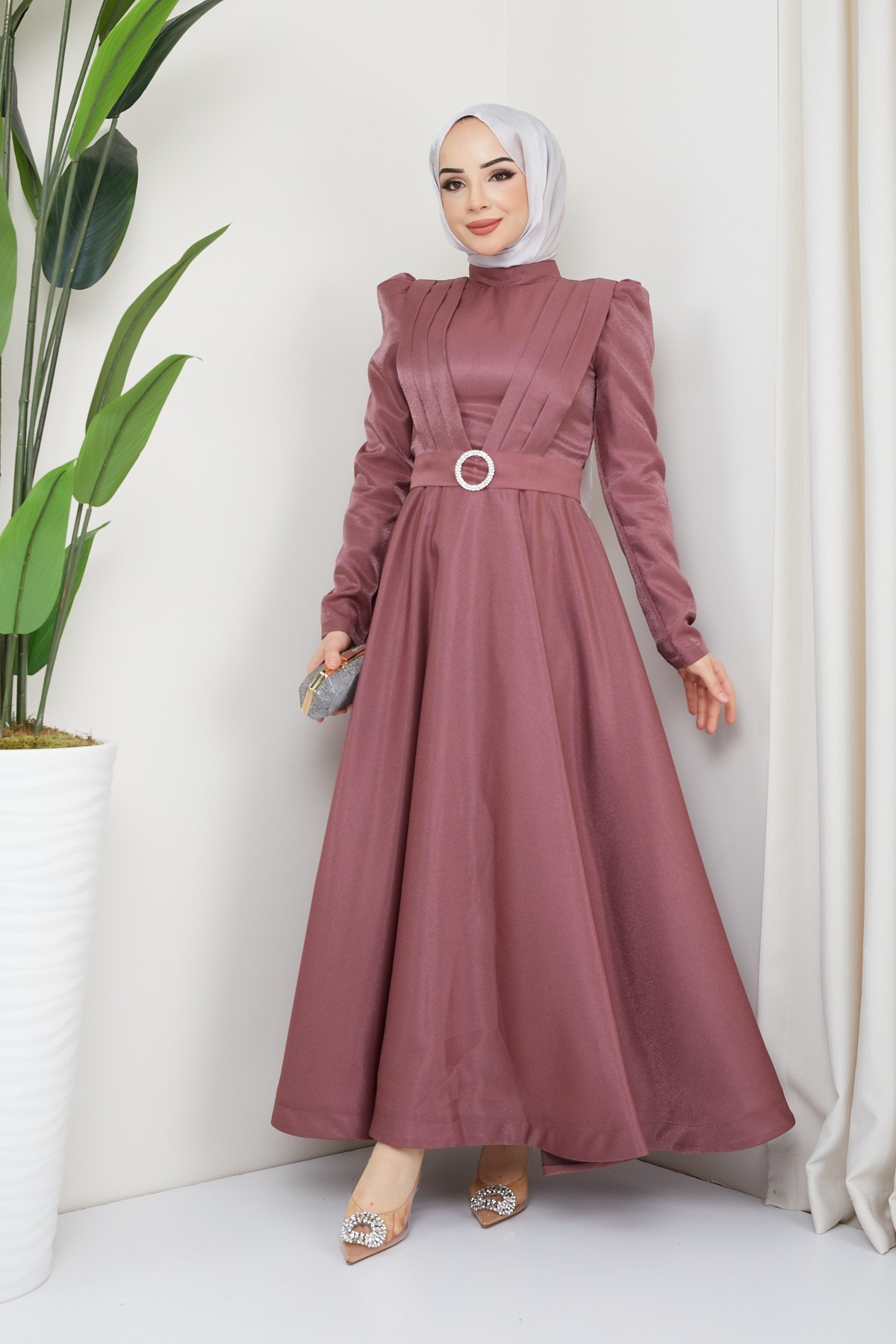 Alisa Tesettür Abiye -Gül Kurusu