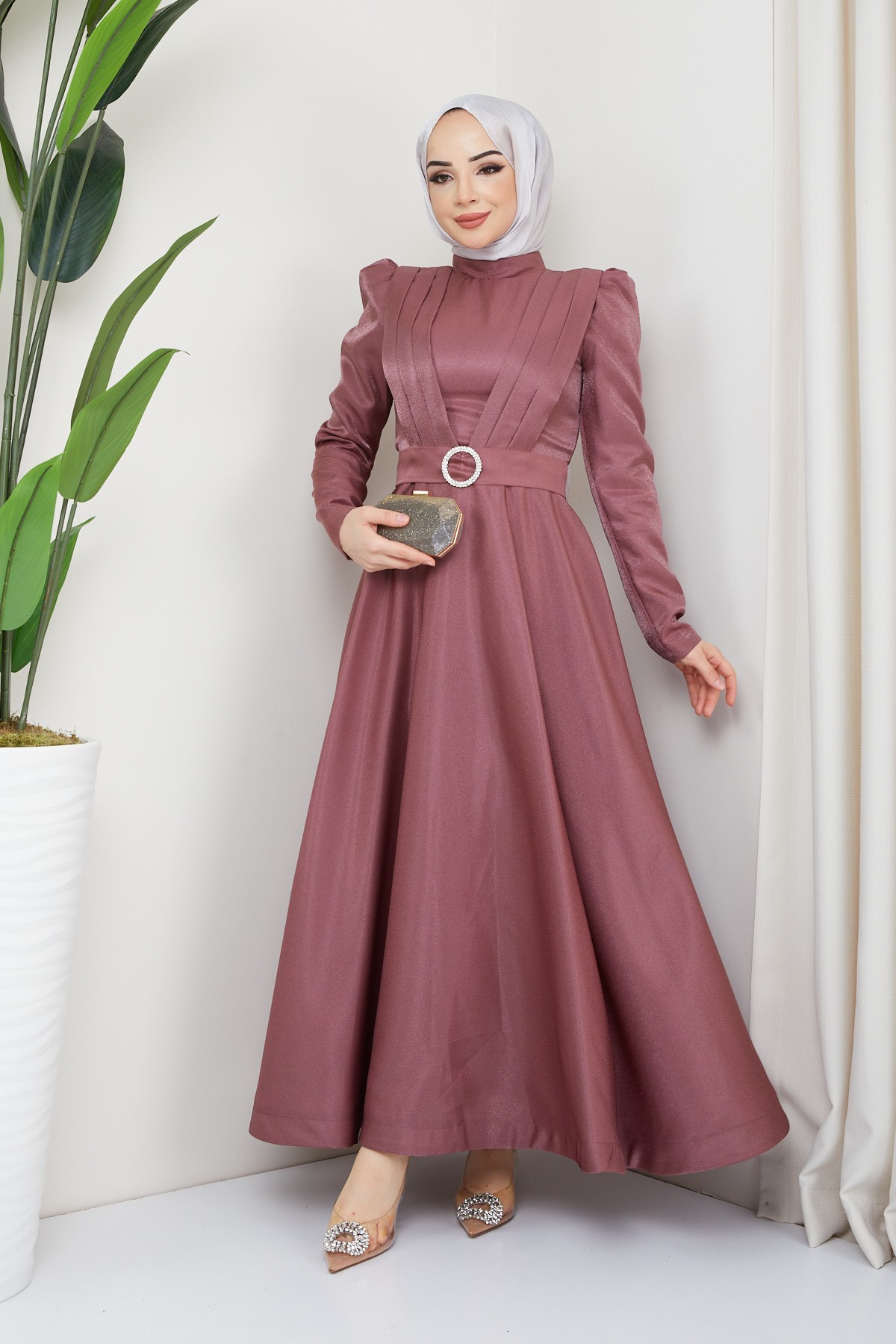 Alisa Tesettür Abiye -Gül Kurusu