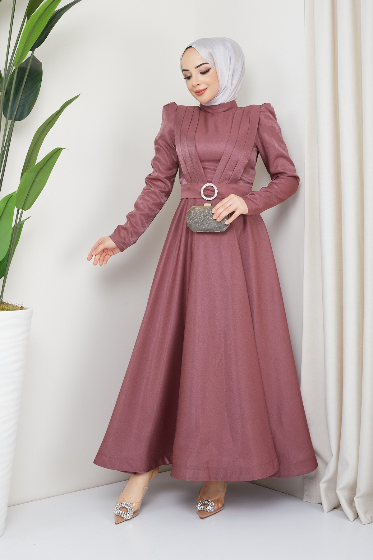 Alisa Tesettür Abiye -Gül Kurusu