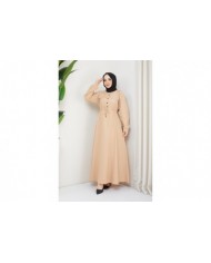 Ela Tesettür Elbise - Bej