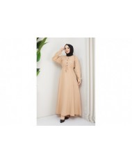 Ela Tesettür Elbise - Bej