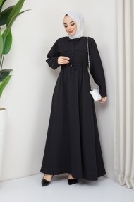 Ela Tesettür Elbise - Siyah