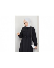 Ela Tesettür Elbise - Siyah