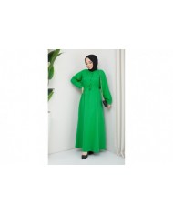 Ela Tesettür Elbise - Benetto Yeşil