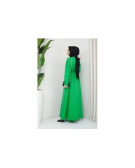 Ela Tesettür Elbise - Benetto Yeşil