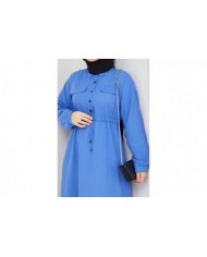 Ela Tesettür Elbise - İndigo