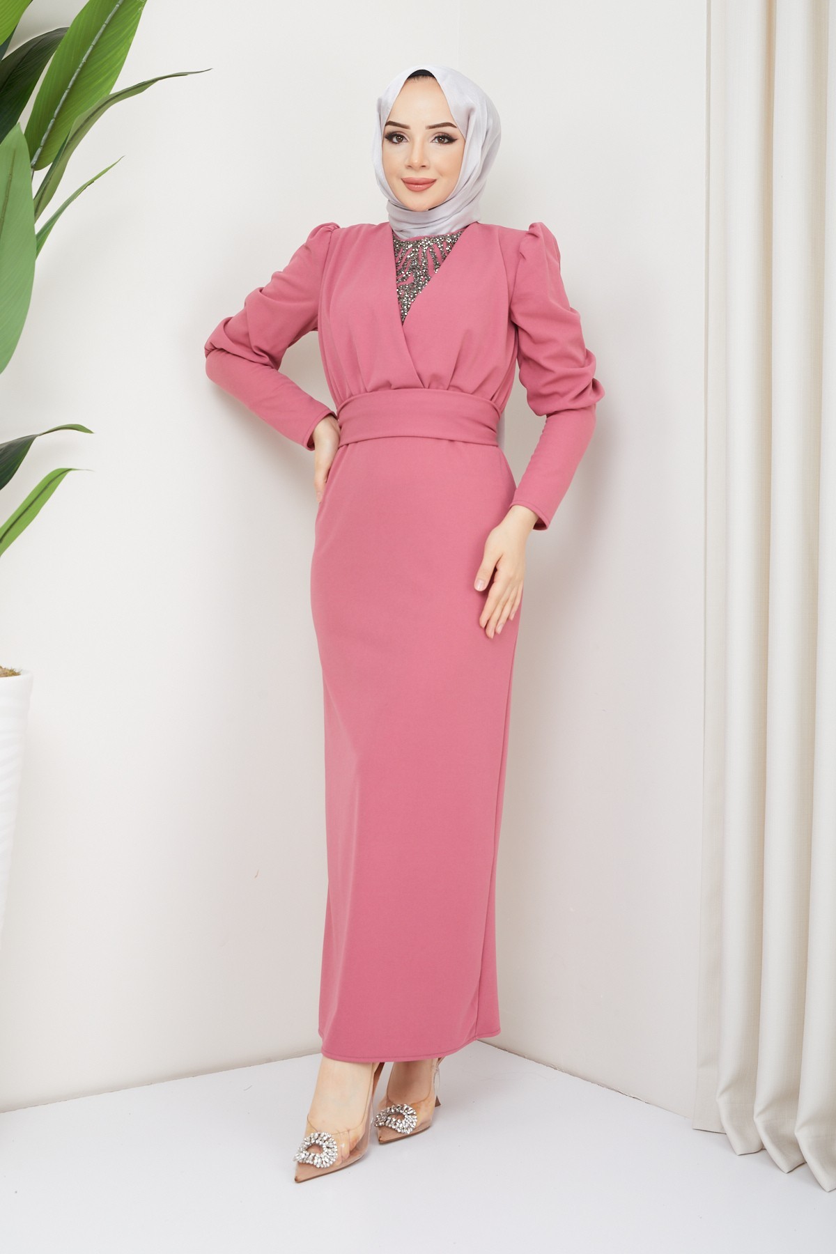 Berfin Tesettür Abiye - Gül Kurusu