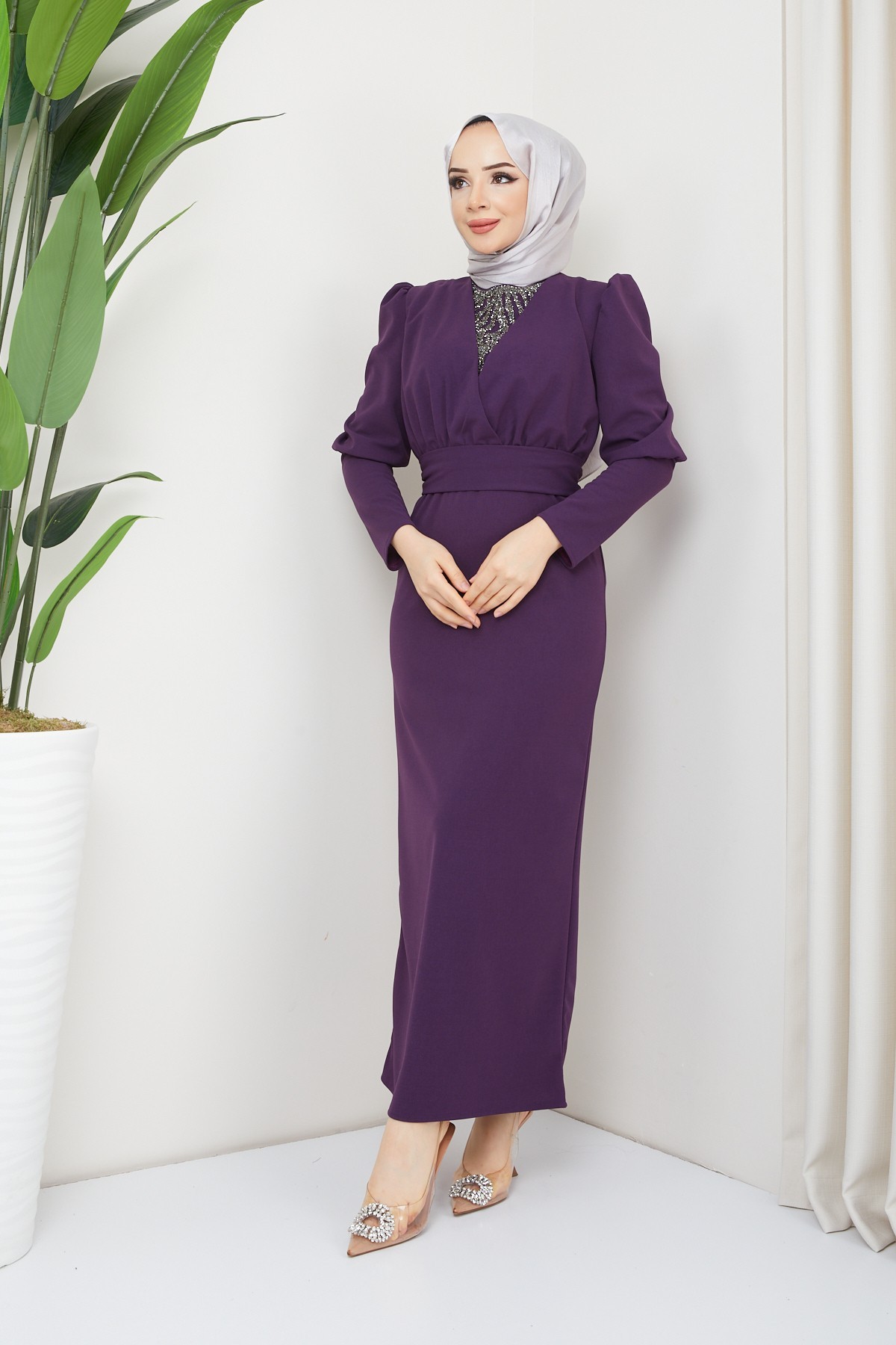 Berfin Tesettür Abiye - Mürdüm