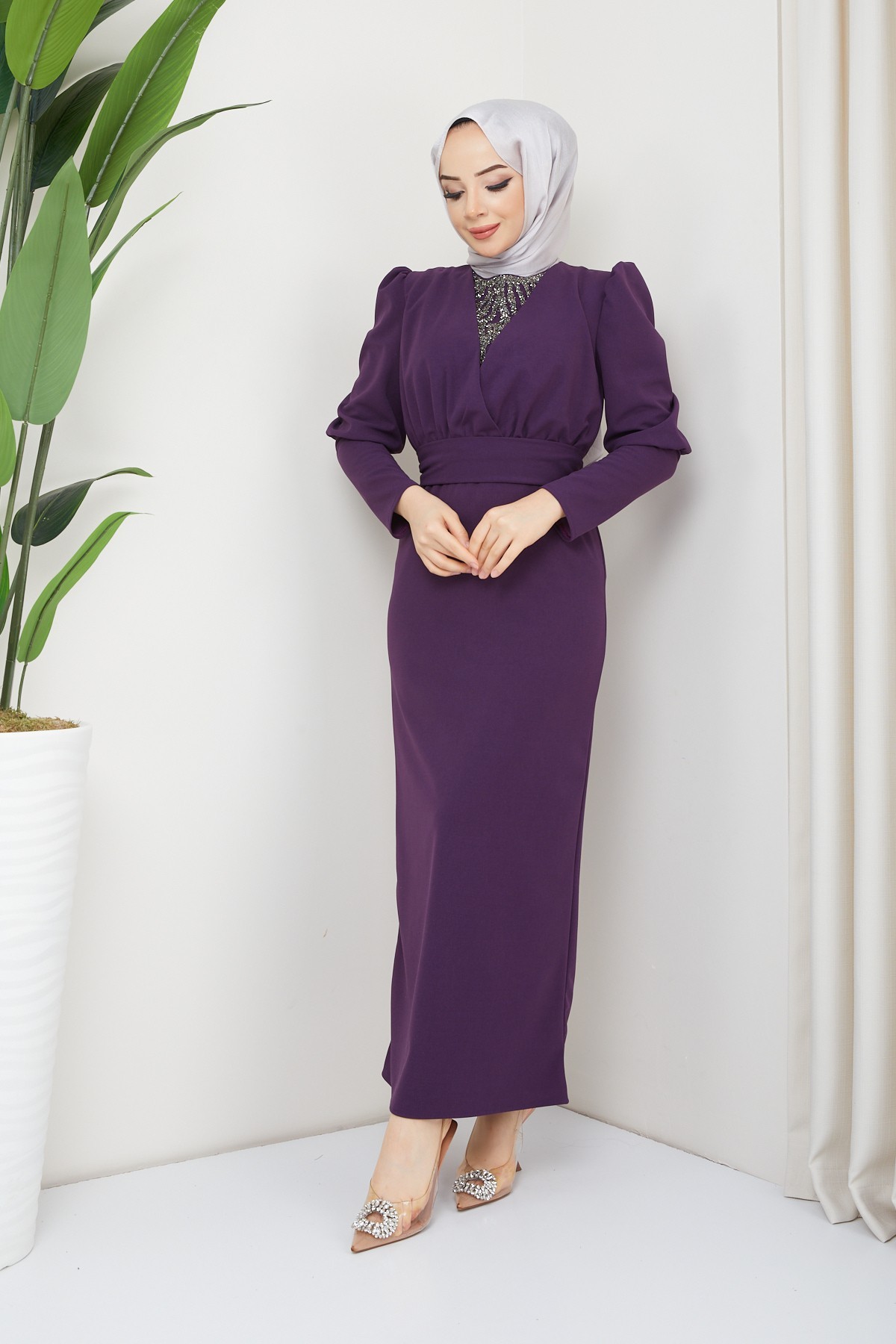 Berfin Tesettür Abiye - Mürdüm