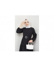 Elvan Tesettür Elbise - Siyah