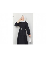 Elvan Tesettür Elbise - Siyah