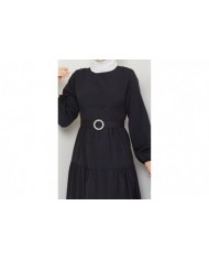 Elvan Tesettür Elbise - Siyah