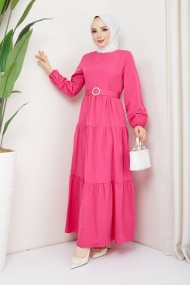Elvan Tesettür Elbise - Fuşya