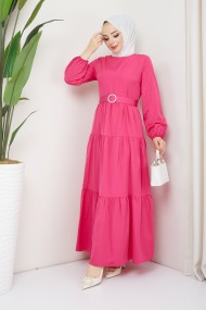 Elvan Tesettür Elbise - Fuşya