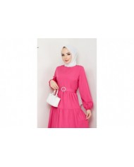 Elvan Tesettür Elbise - Fuşya