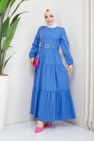 Elvan Tesettür Elbise - İndigo