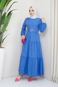 Elvan Tesettür Elbise - İndigo