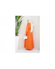 Elvan Tesettür Elbise - Oranj