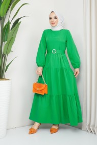 Elvan Tesettür Elbise - Benetto Yeşil