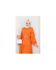 Elvan Tesettür Elbise - Oranj