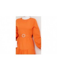 Elvan Tesettür Elbise - Oranj