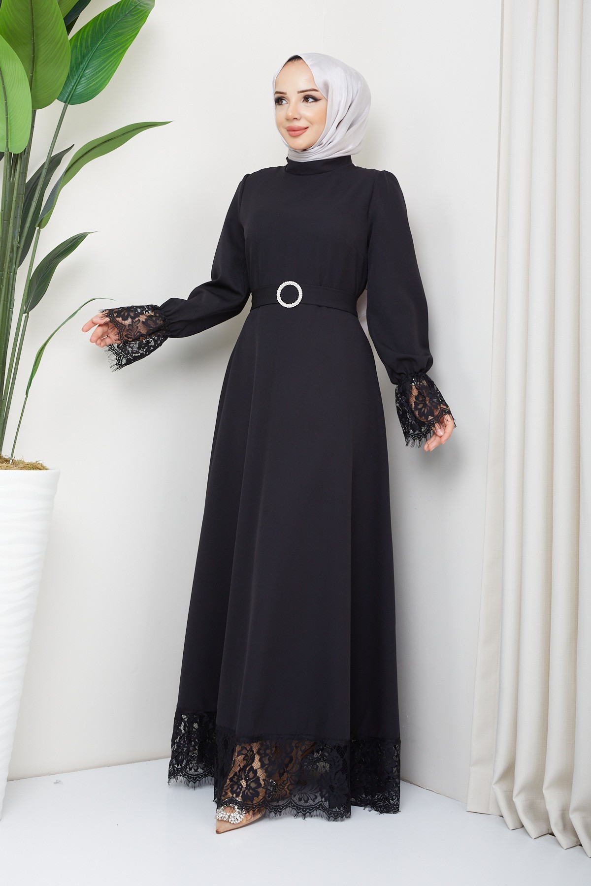 Çitlembik Tesettür Abiye - Siyah