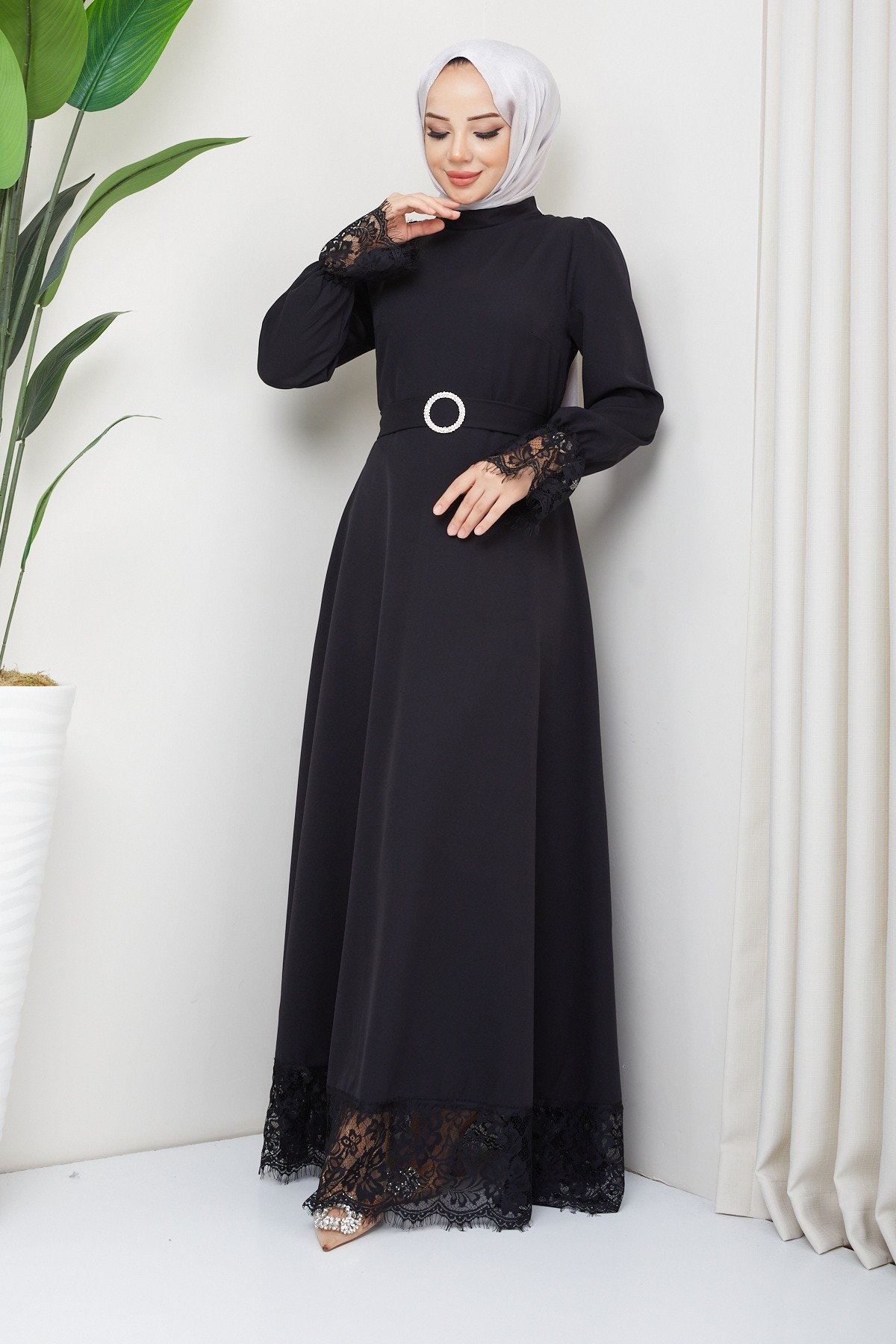 Çitlembik Tesettür Abiye - Siyah
