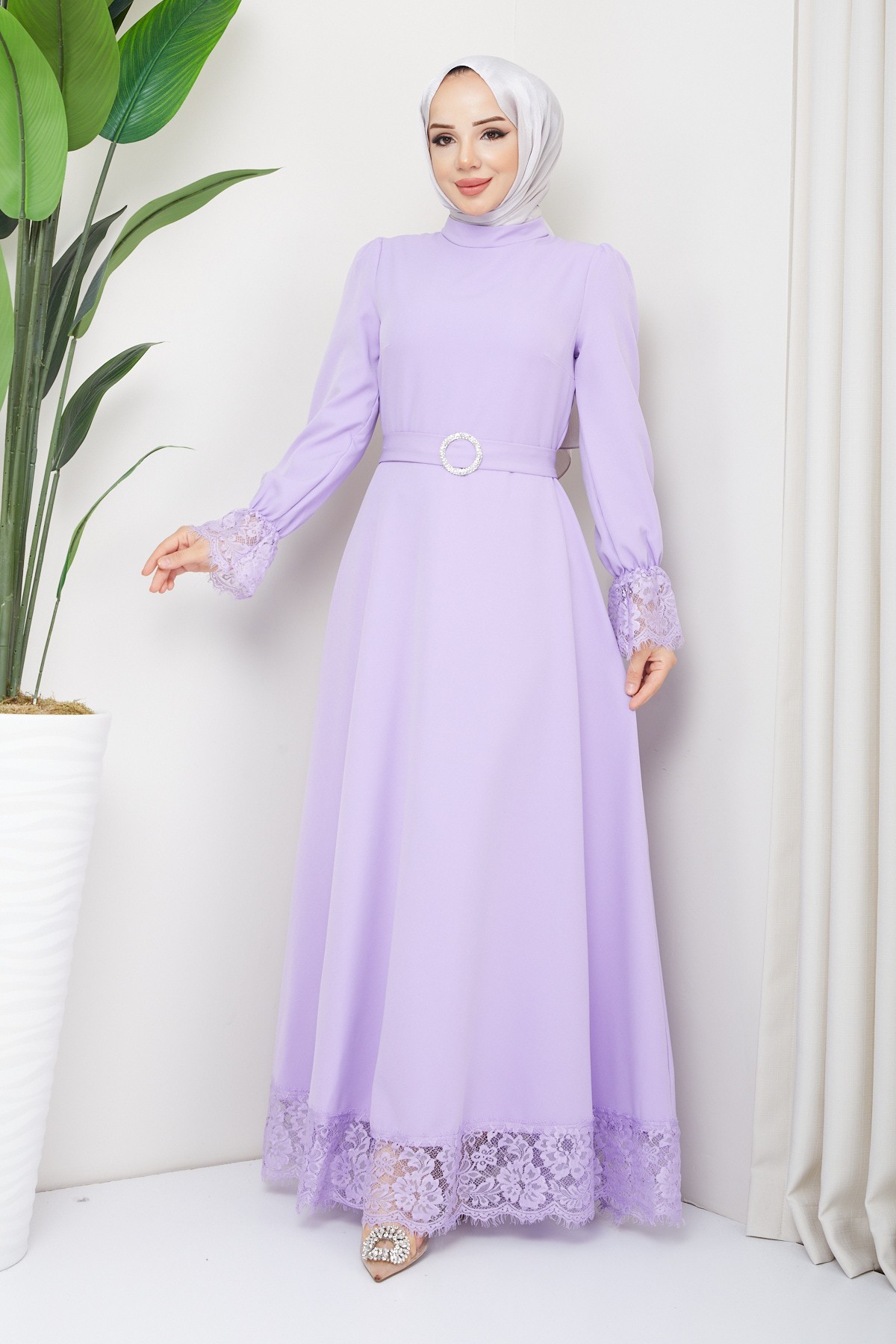 Çitlembik Tesettür Abiye - Lila