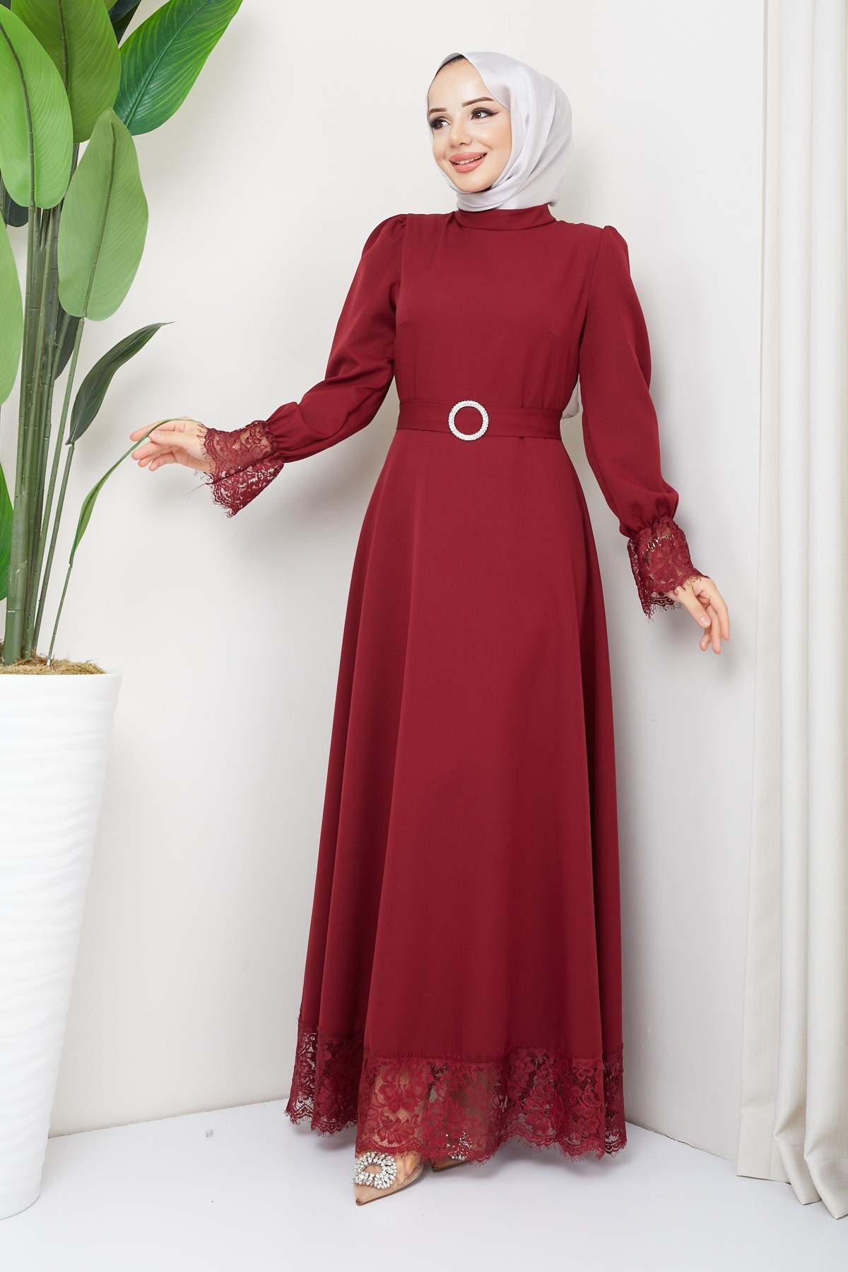 Çitlembik Tesettür Abiye - Bordo