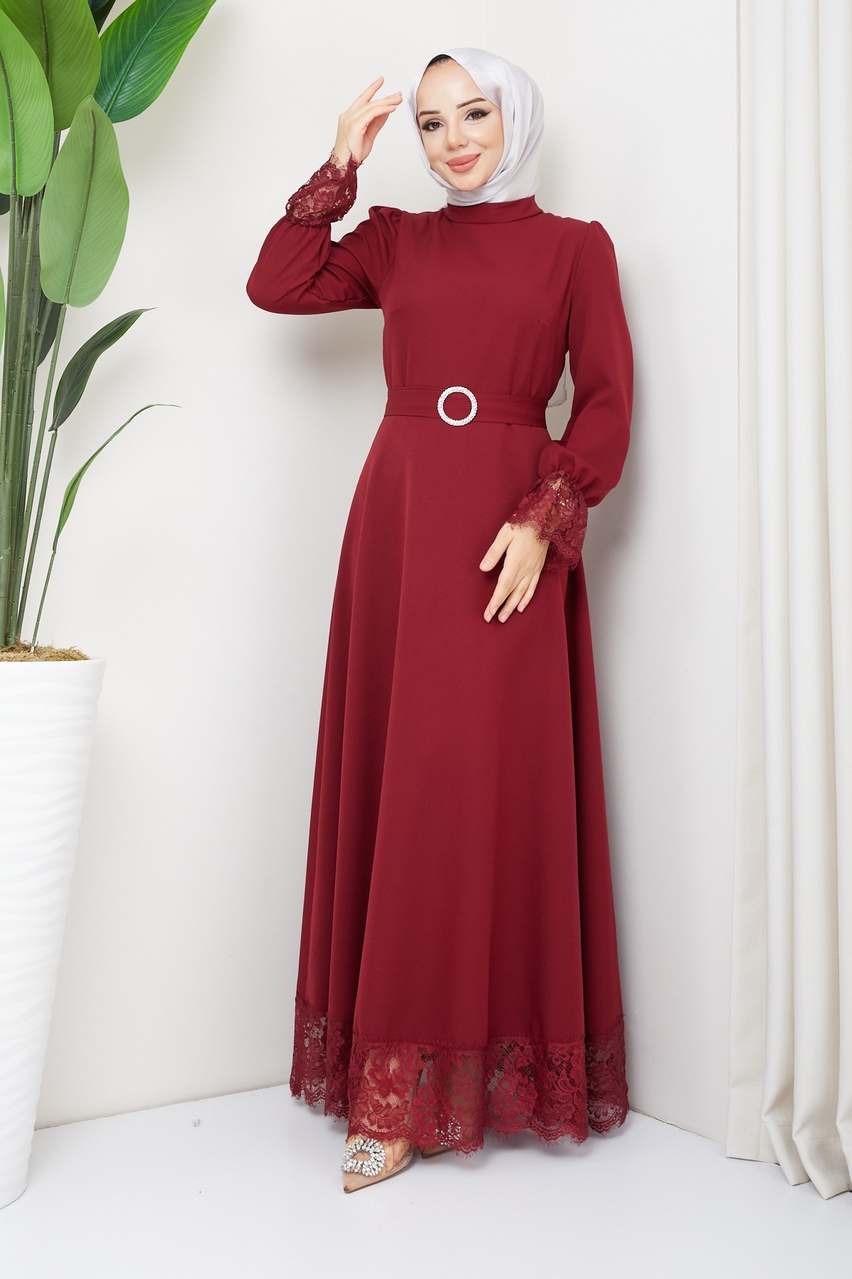 Çitlembik Tesettür Abiye - Bordo