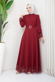 Çitlembik Tesettür Abiye - Bordo
