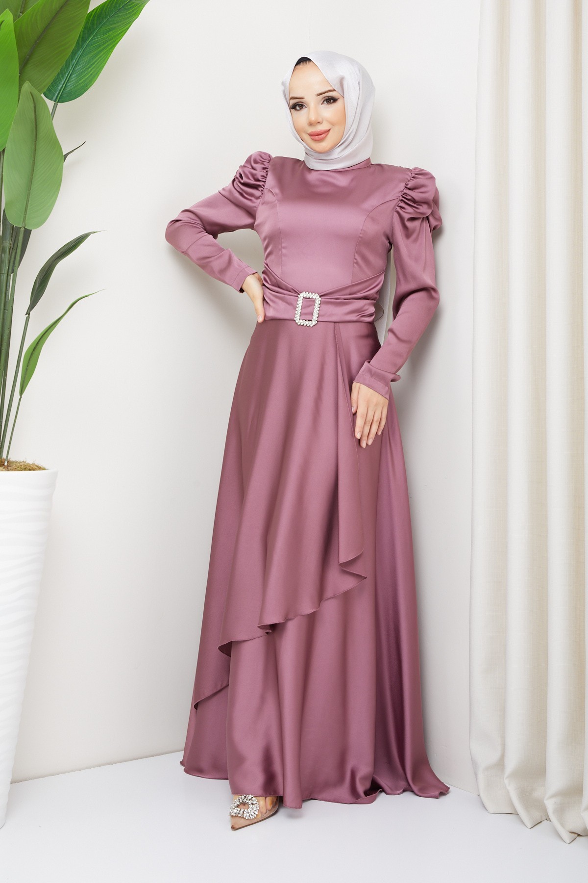 Bade Tesettür Abiye - Gül Kurusu