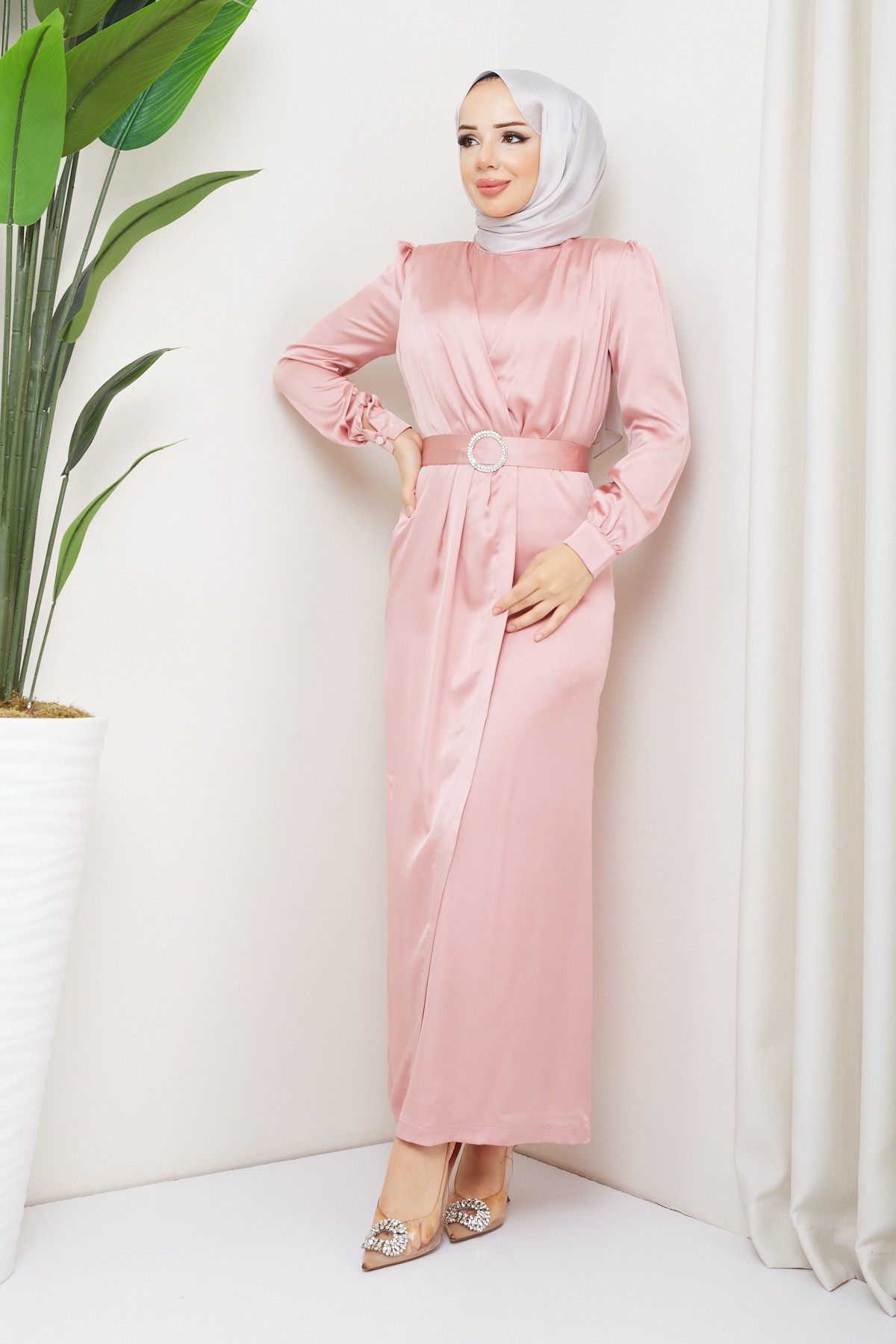 Bahar Tesettür Abiye - Pudra