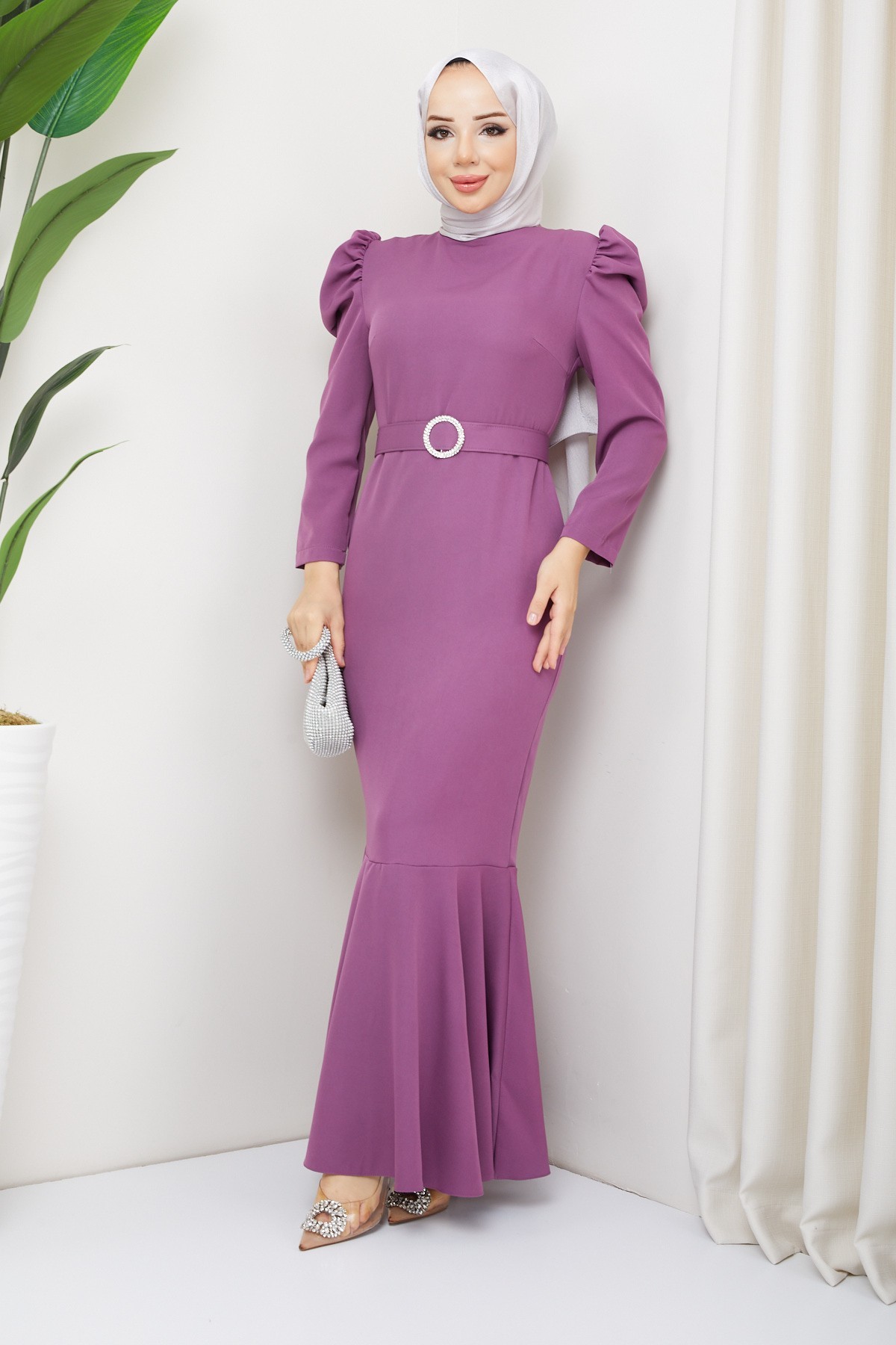 Akşın Tesettür Abiye - Koyu Lila