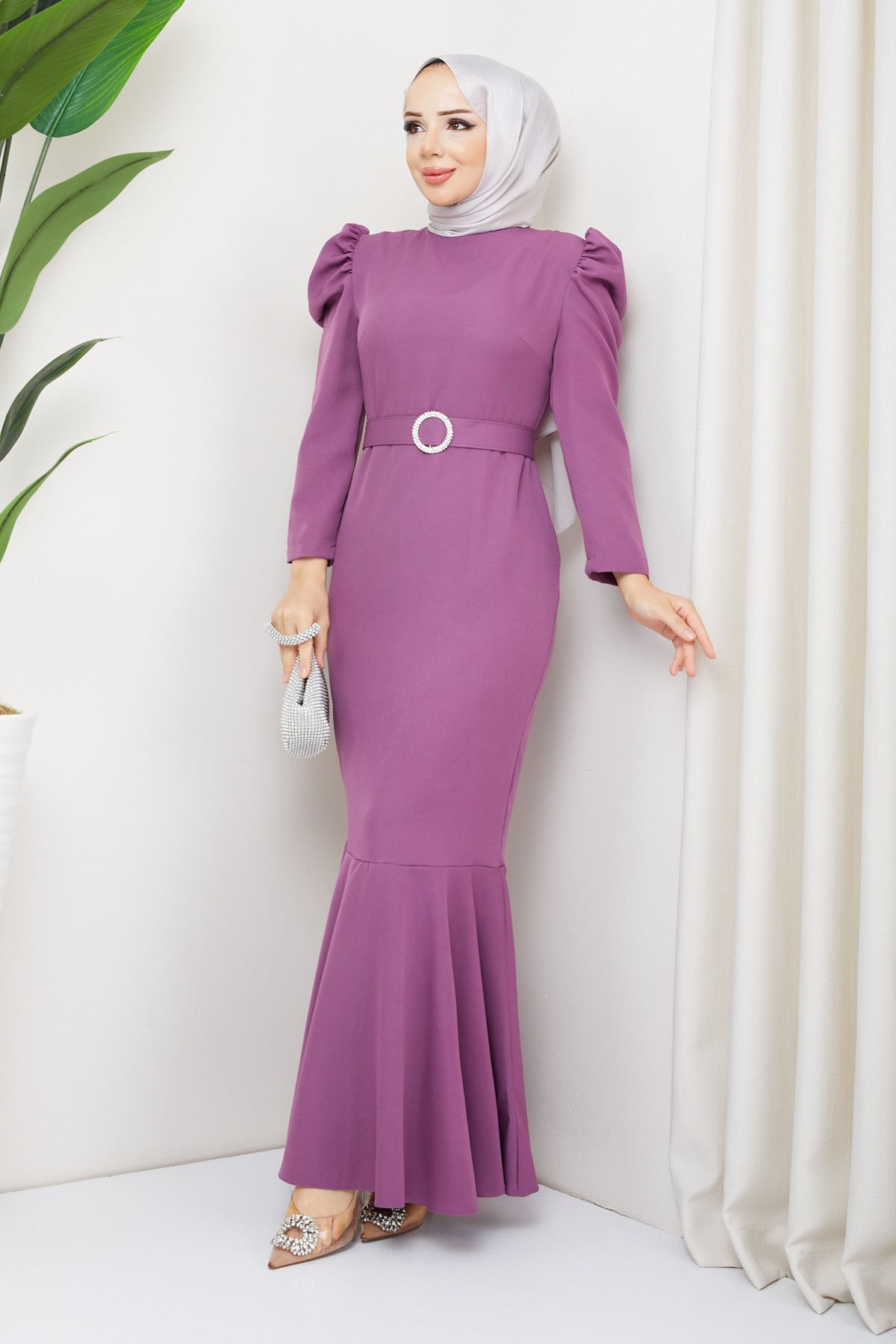 Akşın Tesettür Abiye - Koyu Lila