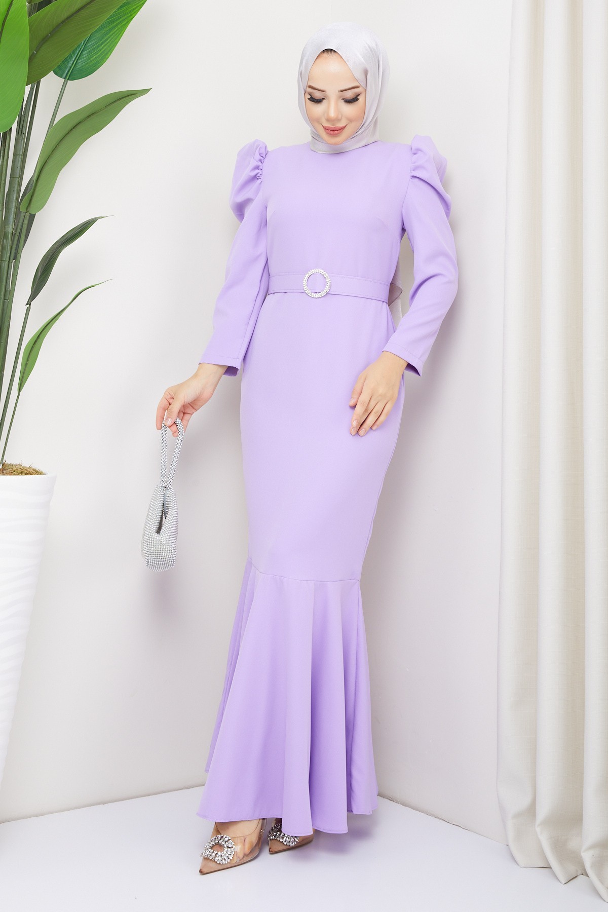 Akşın Tesettür Abiye - Açık Lila