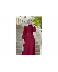 Yağmur Tesettür Elbise - Bordo