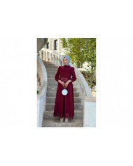 Yağmur Tesettür Elbise - Bordo