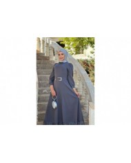 Yağmur Tesettür Elbise - Gri