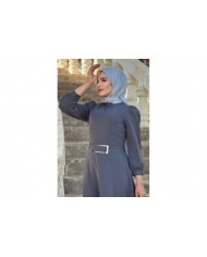 Yağmur Tesettür Elbise - Gri