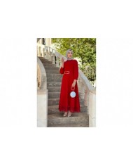 Yağmur Tesettür Elbise - Kırmızı
