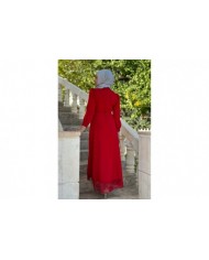 Yağmur Tesettür Elbise - Kırmızı
