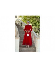 Yağmur Tesettür Elbise - Kırmızı