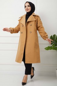 Mikrosoft Düğmeli Trençkot - Camel