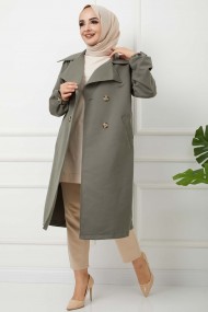 Mikrosoft Düğmeli Trençkot - Haki