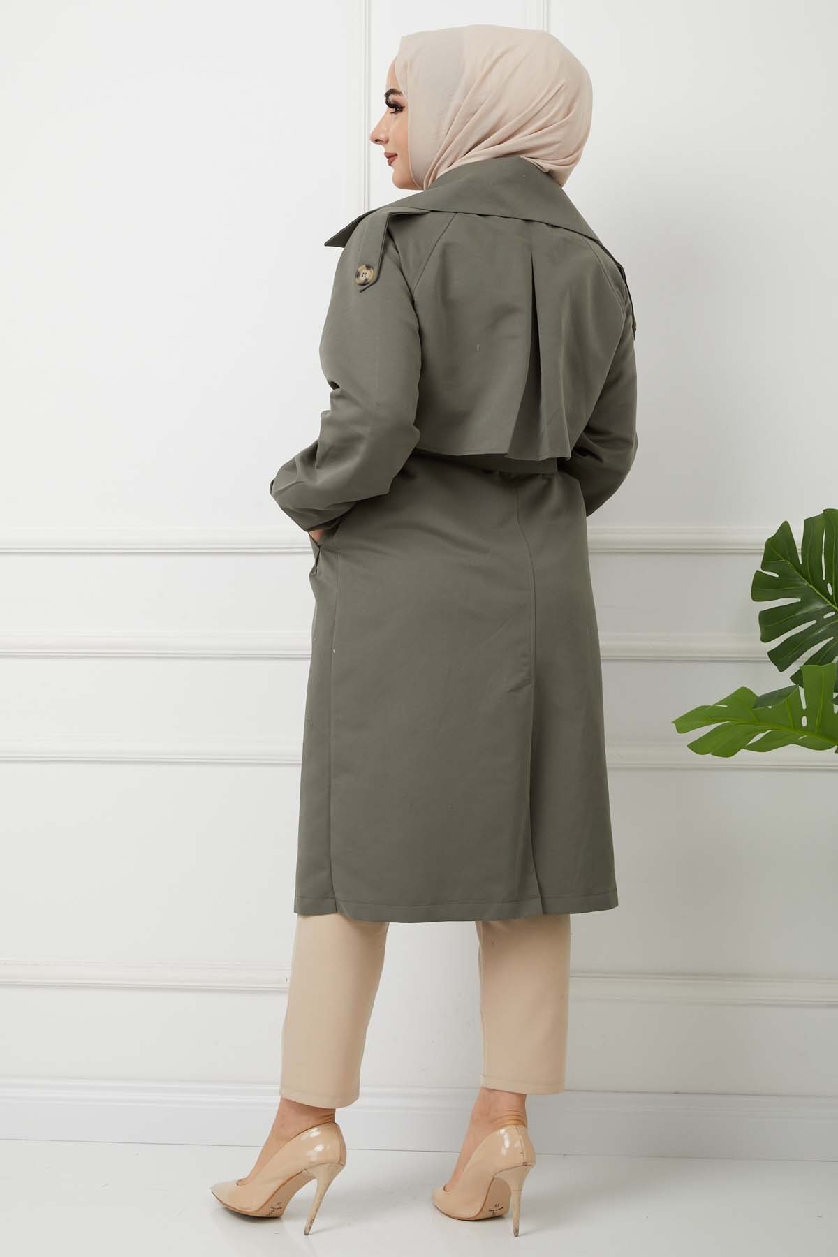 Mikrosoft Düğmeli Trençkot - Haki