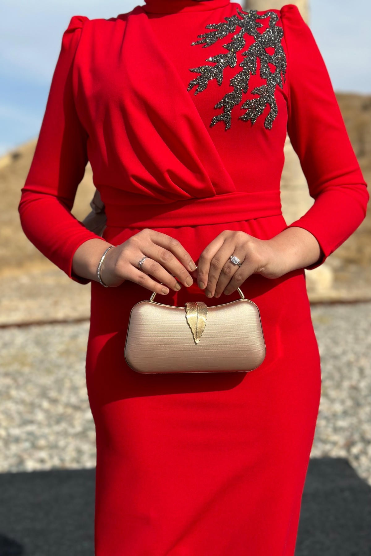 Orkide Abiye - Kırmızı