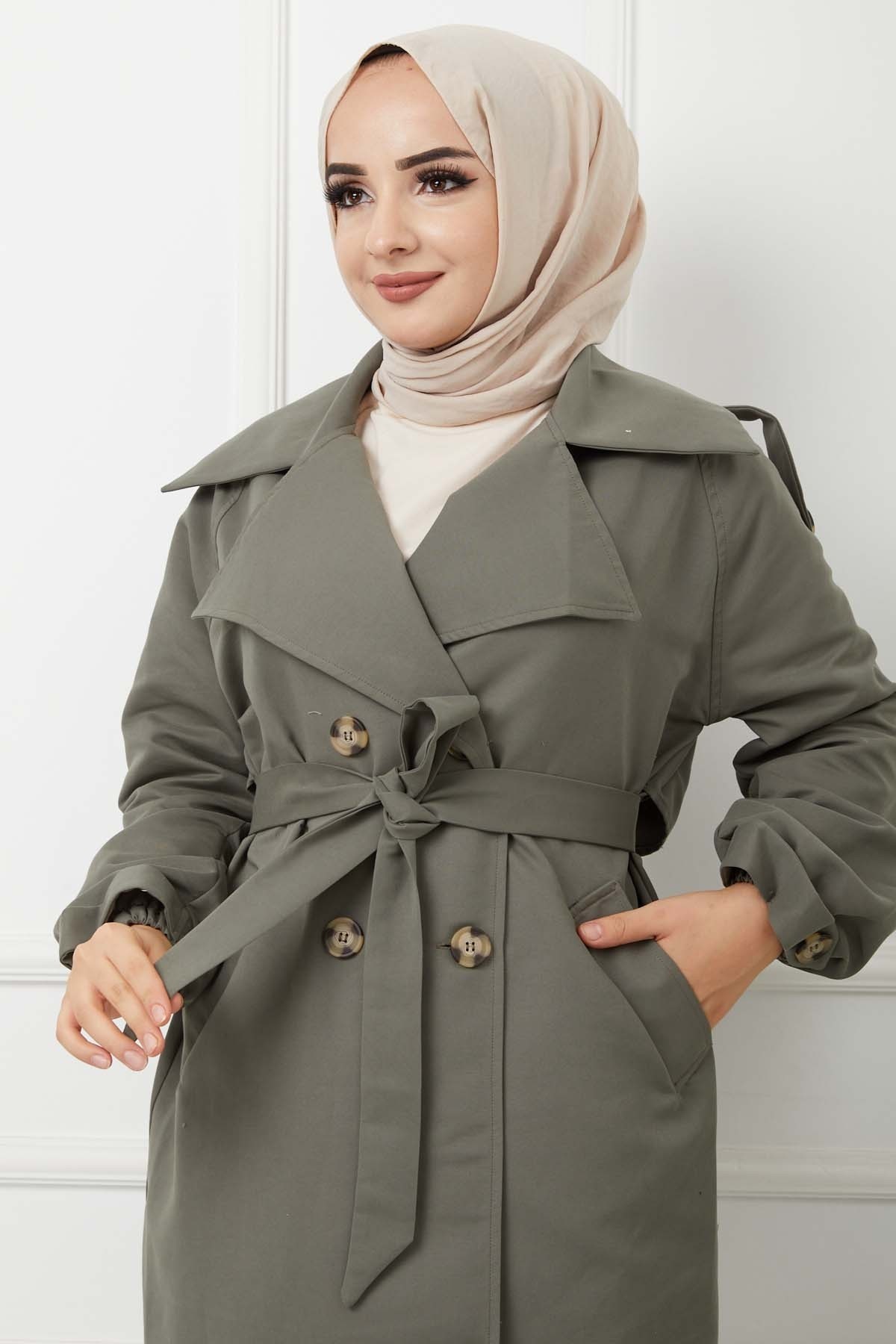 Mikrosoft Düğmeli Trençkot - Haki