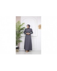 Kelebek Krep Elbise - Gri