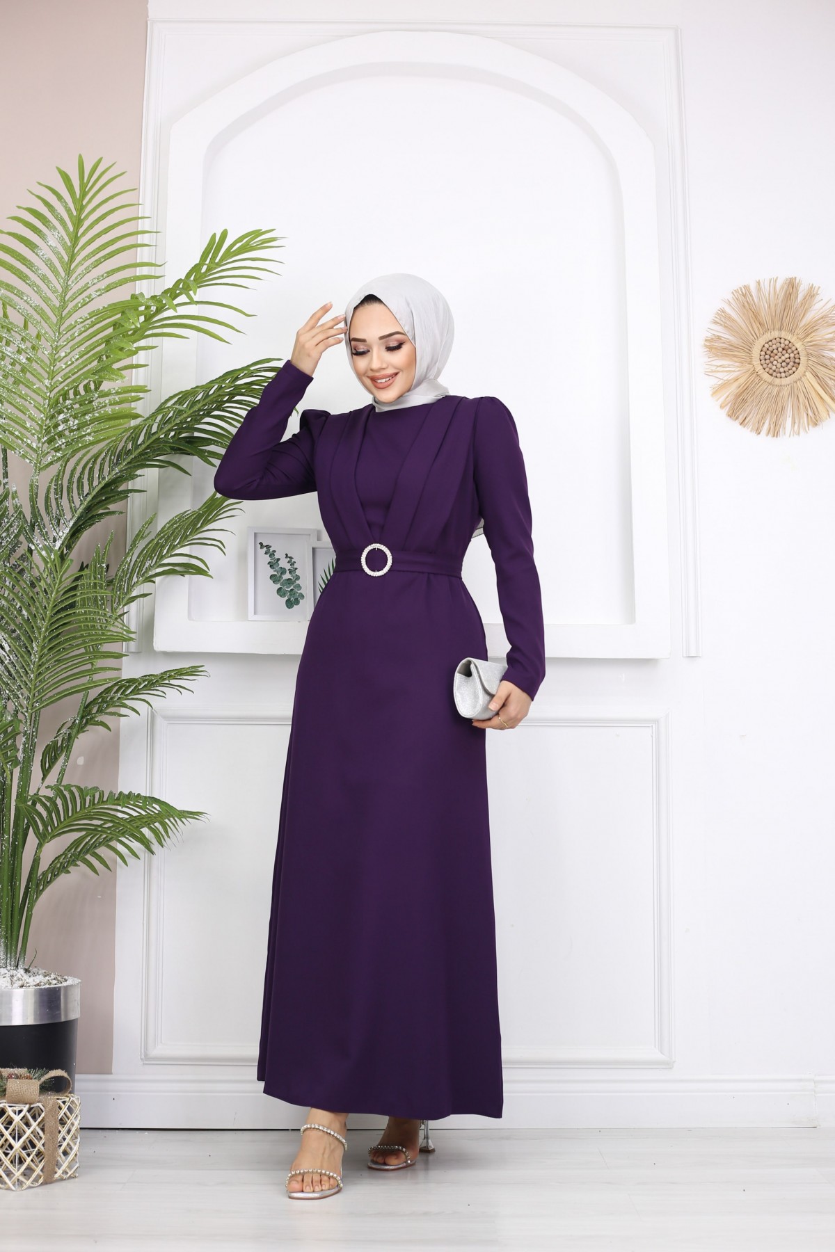 Kelebek Krep Elbise - MOR